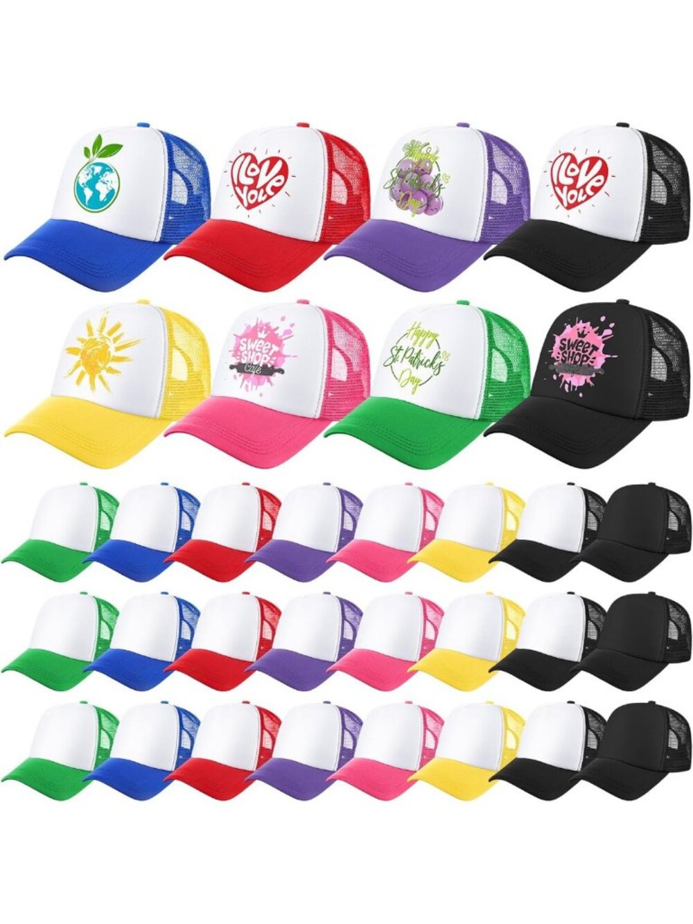 24 Pcs Trucker Hats Bulk for DIY Crafts, Custom Gifts & Party Favors